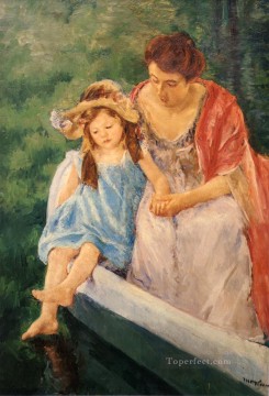 Madre e hijo en un barco madres hijos Mary Cassatt Pinturas al óleo